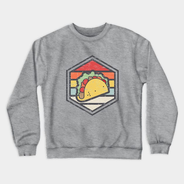 Retro Badge Taco Light Crewneck Sweatshirt by rojakdesigns